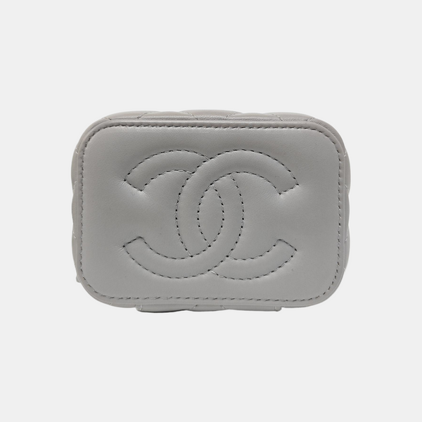 VANITY CASE Mini Quilted Lambskin Gray