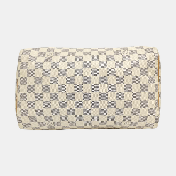 Authenticated pre-owned SPEEDY 30 Damier Azur Coated Canvas White - Top Handle Bag at Looply