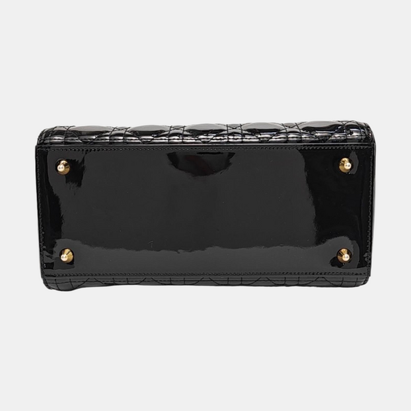 Lady Dior Medium Cannage Patent Leather Black