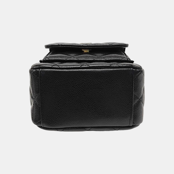 Quilted Grained Calfskin Backpack Mini Black