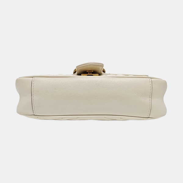 GG Marmont Small Quilted Calfskin White