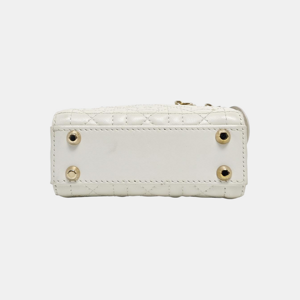 Lady Dior Super Mini Quilted Lambskin White