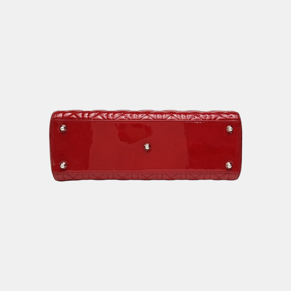 Lady Dior Large Cannage Patent Leather Red