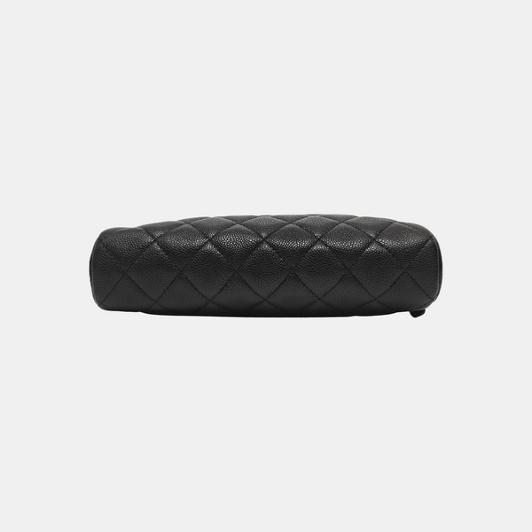 Quilted Grained Calfskin Shoulder Bag Black