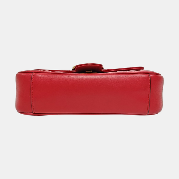 Authenticated pre-owned GG Marmont Small Quilted Calfskin Red - Shoulder Bag at Looply