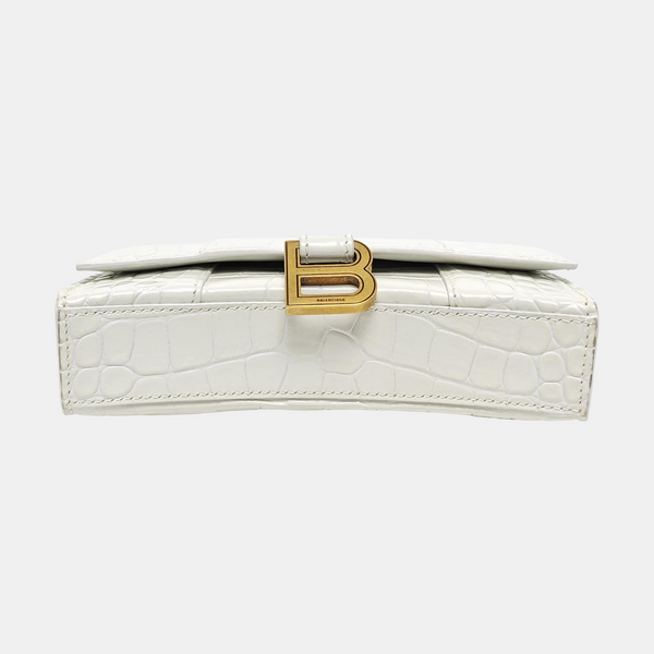 Hourglass Wallet On Chain Mini Calfskin White