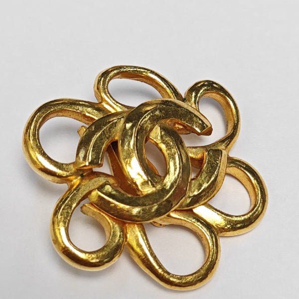 CC Logo Metal Gold Clip On Earrings