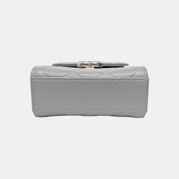 Quilted Grained Calfskin Shoulder Bag Gray