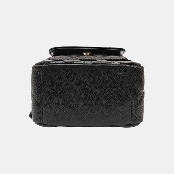 Quilted Grained Calfskin Backpack Mini Black