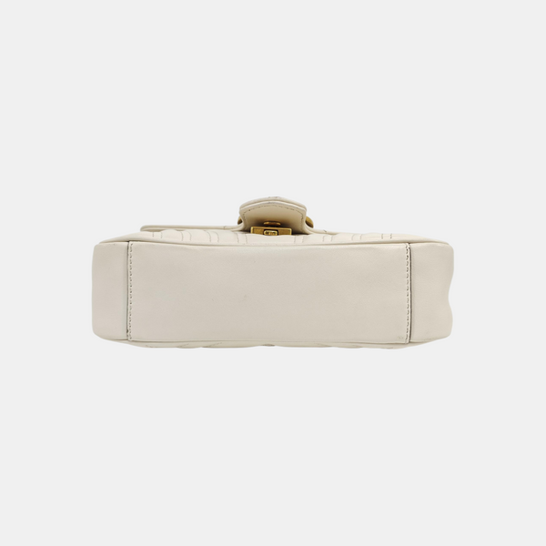 GG Marmont Small Quilted Calfskin White