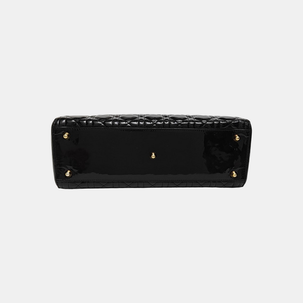 Lady Dior Large Cannage Patent Leather Black