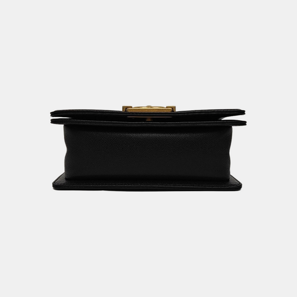 BOY CHANEL Small Quilted Grained Calfskin Black