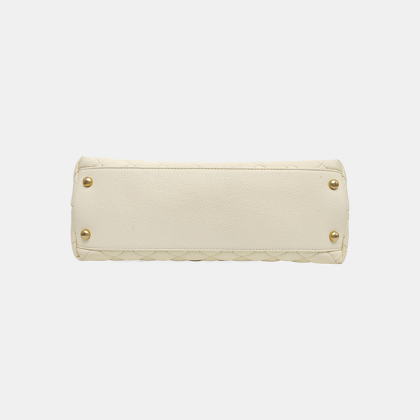 COCO HANDLE Medium Quilted Grained Calfskin Beige