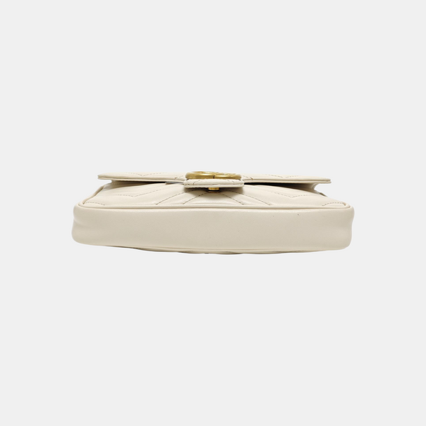 GG Marmont Small Quilted Calfskin White