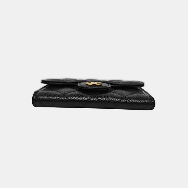 CLASSIC FLAP Quilted Grained Calfskin Black Card Holder