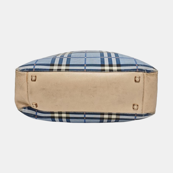 Coated Canvas Top Handle Bag Blue
