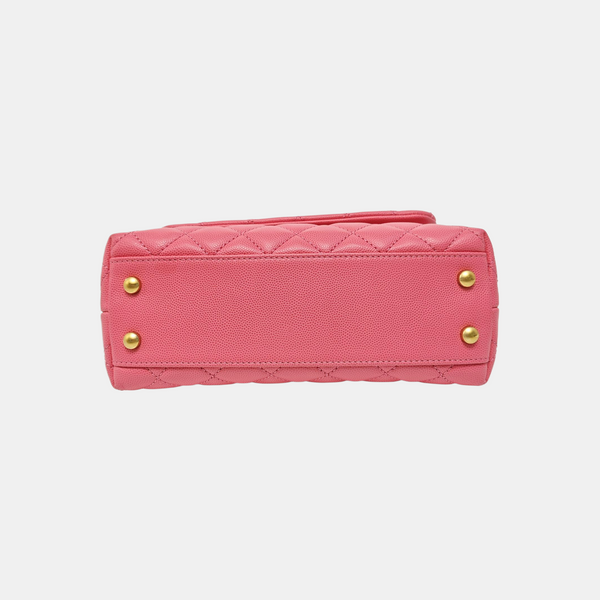 COCO HANDLE Small Quilted Grained Calfskin Pink