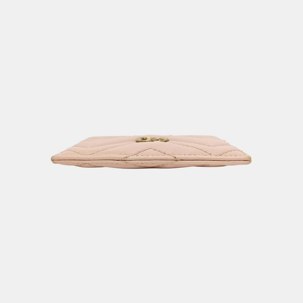 GG Marmont Mini Quilted Leather Pink Card Holder