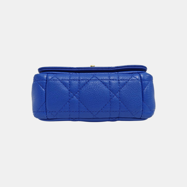Authenticated pre-owned Dior Caro Super Mini Quilted Calfskin Blue - Shoulder Bag at Looply