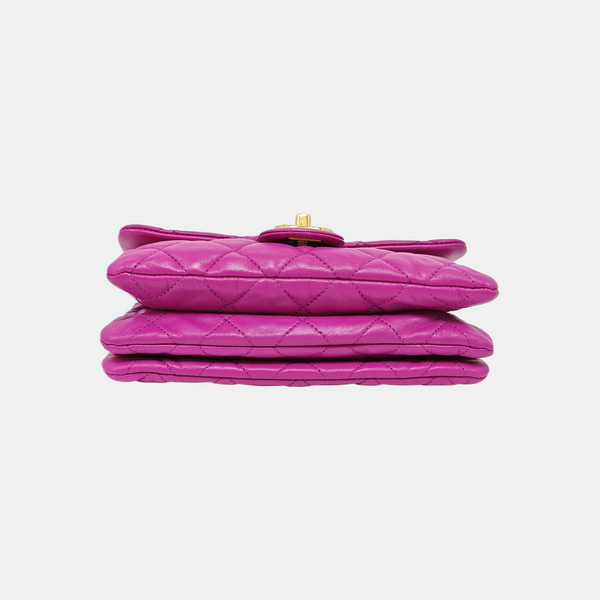 Authenticated pre-owned CLASSIC FLAP Quilted Lambskin Purple - Shoulder Bag at Looply
