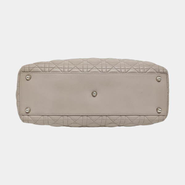 Authenticated pre-owned Lady Dior Large Cannage Lambskin Gray - Tote Bag at Looply
