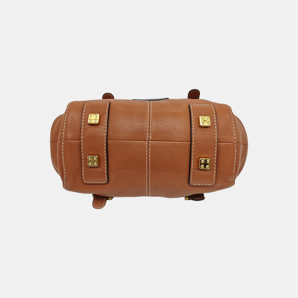 Calfskin Top Handle Bag Brown
