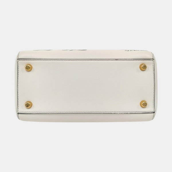 Authenticated pre-owned Lady Dior Medium Leather White - Tote Bag at Looply