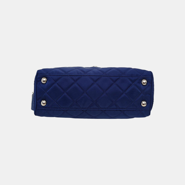 Quilted Nylon Shoulder Bag Blue