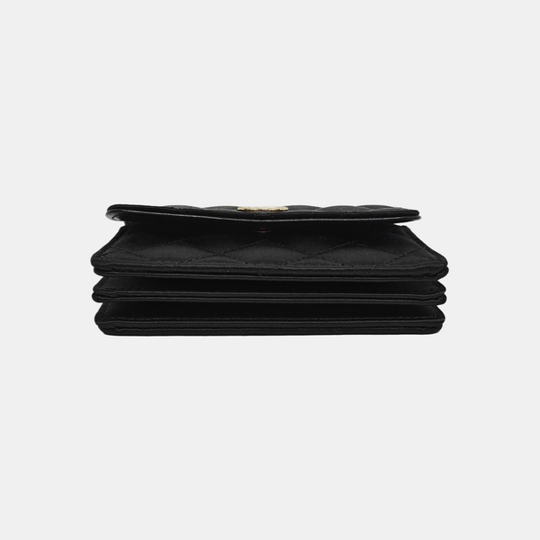 Quilted Fabric Shoulder Bag Black