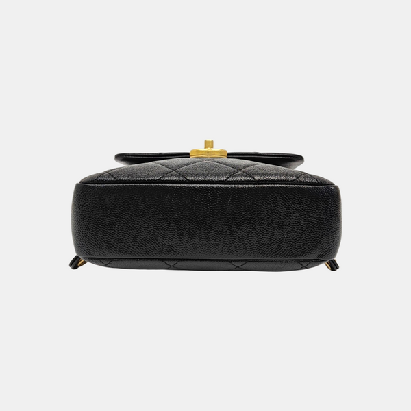 Quilted Grained Calfskin Backpack Black