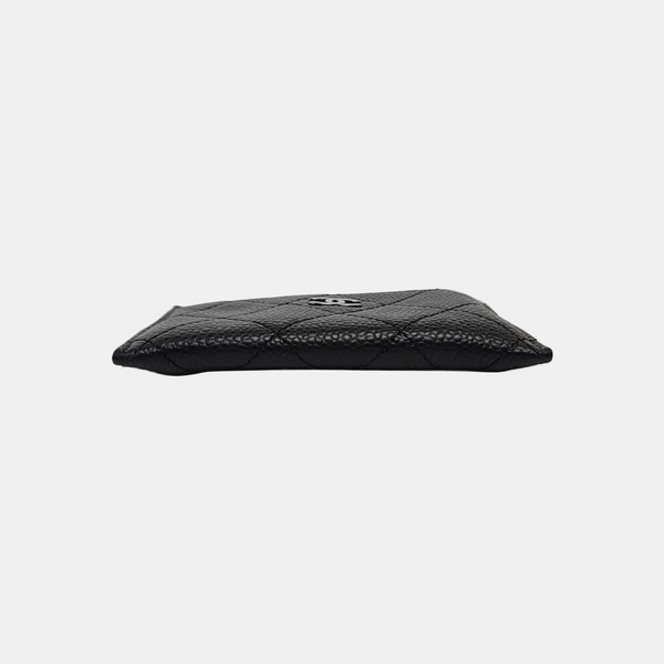 Authenticated pre-owned CLASSIC FLAP Quilted Grained Calfskin Black Card Holder - Card Holder at Looply