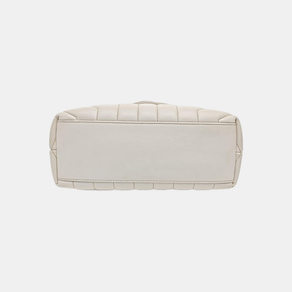 LOULOU Small Chevron Calfskin White
