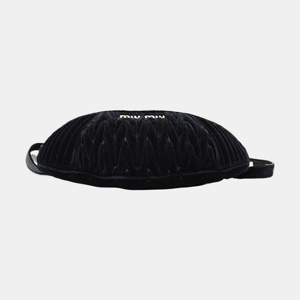 Two-Tone Waist Bag Quilted Velvet Black