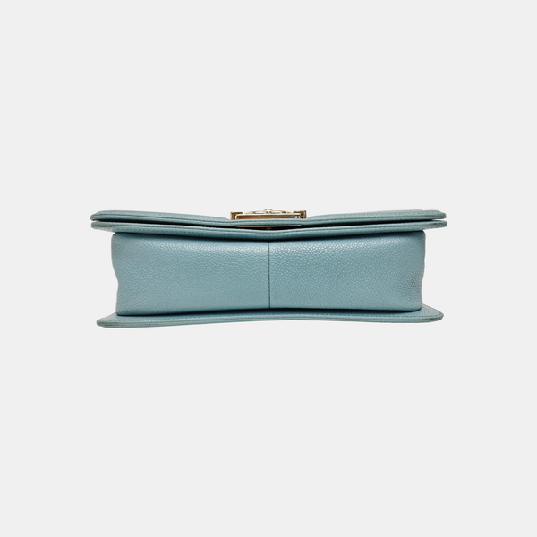 BOY CHANEL Medium Quilted Grained Calfskin Blue