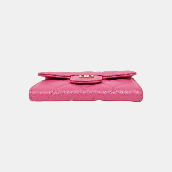 CLASSIC FLAP Quilted Grained Calfskin Pink Wallet