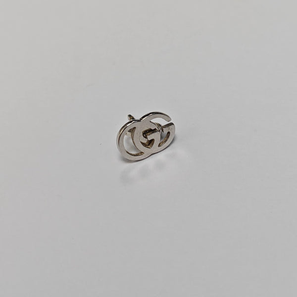 GG Running 18k White Gold Silver Stud Earrings