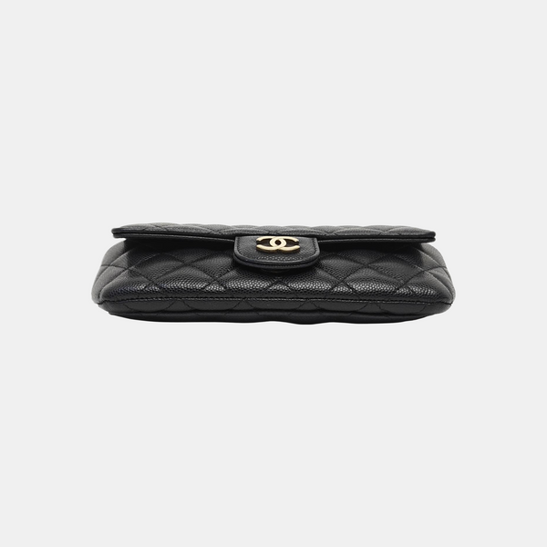 Quilted Grained Calfskin Shoulder Bag Black