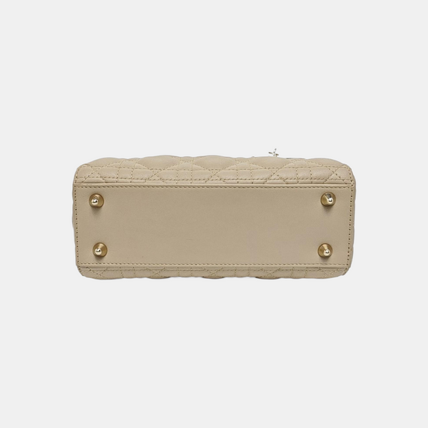 Lady Dior Small Cannage Lambskin Beige