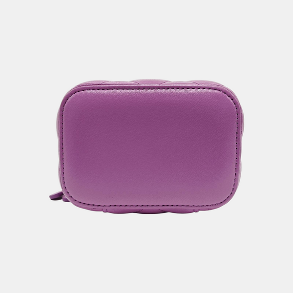 Neceser pequeño de piel de cordero acolchada, morado