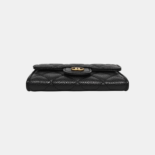 Authenticated pre-owned CLASSIC FLAP Quilted Grained Calfskin Black Wallet - Wallet at Looply