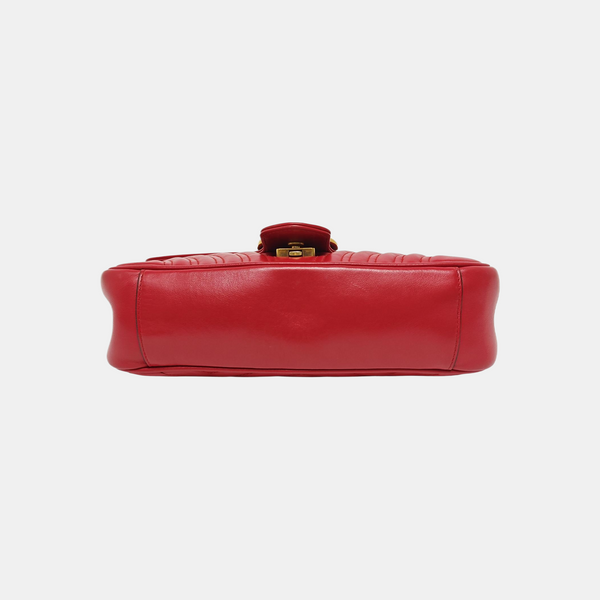 GG Marmont Medium Quilted Calfskin Red