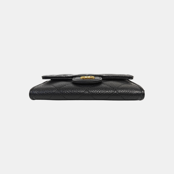 CLASSIC FLAP Quilted Grained Calfskin Black Wallet