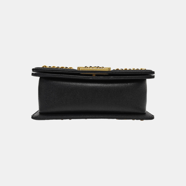 BOY CHANEL Mini Quilted Grained Calfskin Black