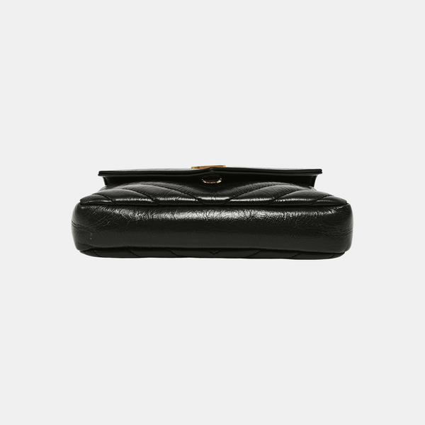 ENVELOPE Small Chevron Calfskin Black