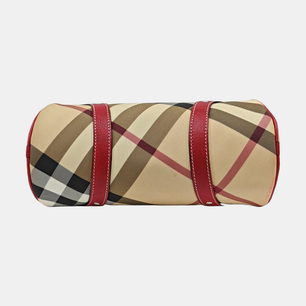 Coated Canvas Top Handle Bag Beige