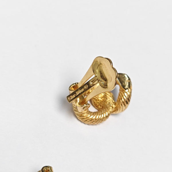 Twist Round Metal Gold Clip On Earrings