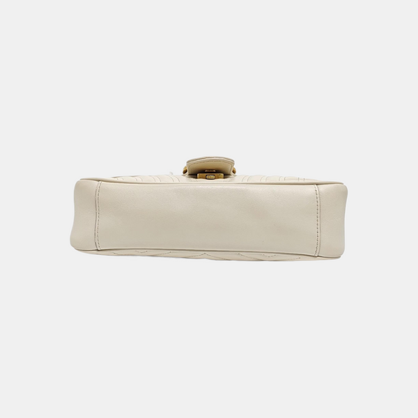 GG Marmont Medium Quilted Calfskin White