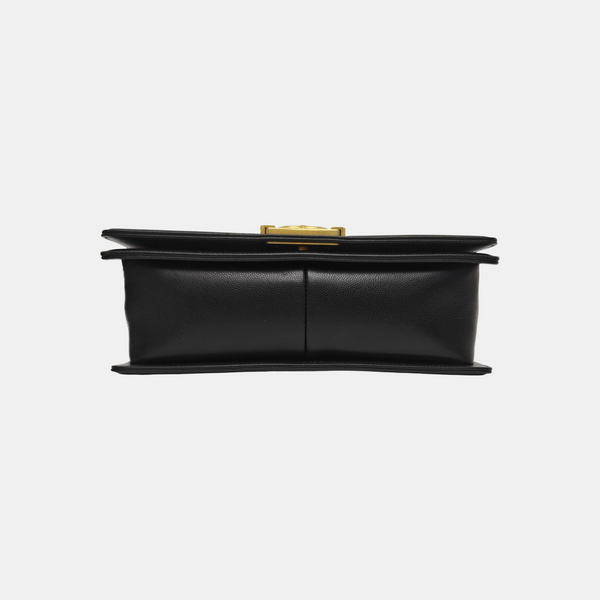 BOY CHANEL Medium Quilted Grained Calfskin Black