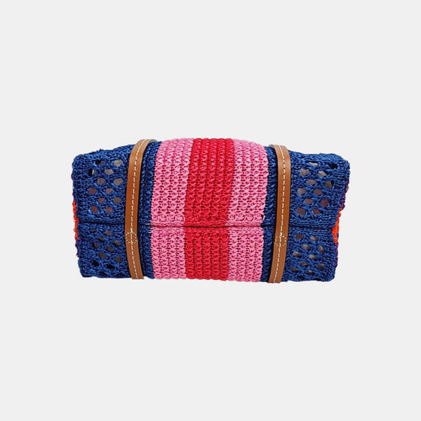 Straw Tote Bag Small Blue