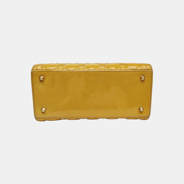 Lady Dior Medium Cannage Patent Leather Yellow